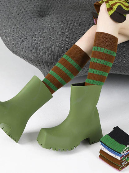 Striped Pattern Knee-High Socks