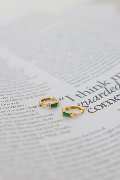 18K Gold Plated Eyes To The Soul Earrings Emerald