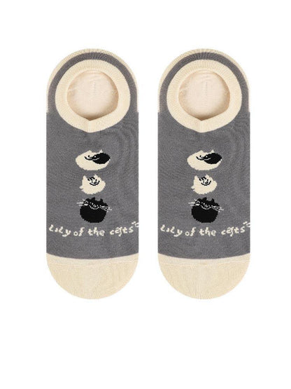 Cartoon Kitty Boat Socks