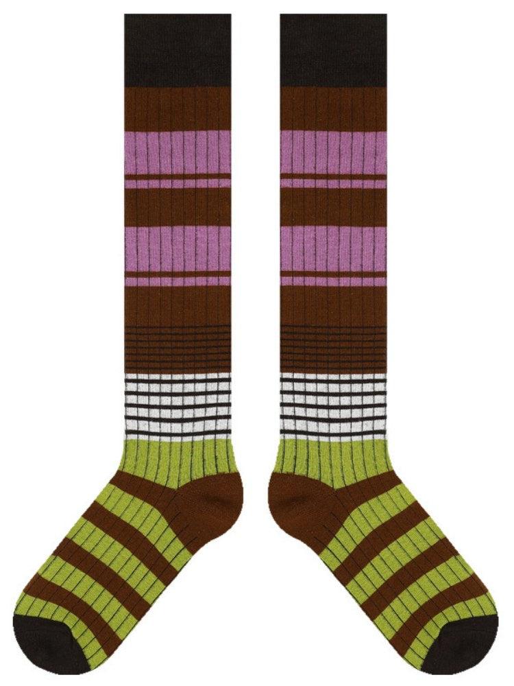 Striped Pattern Knee-High Socks