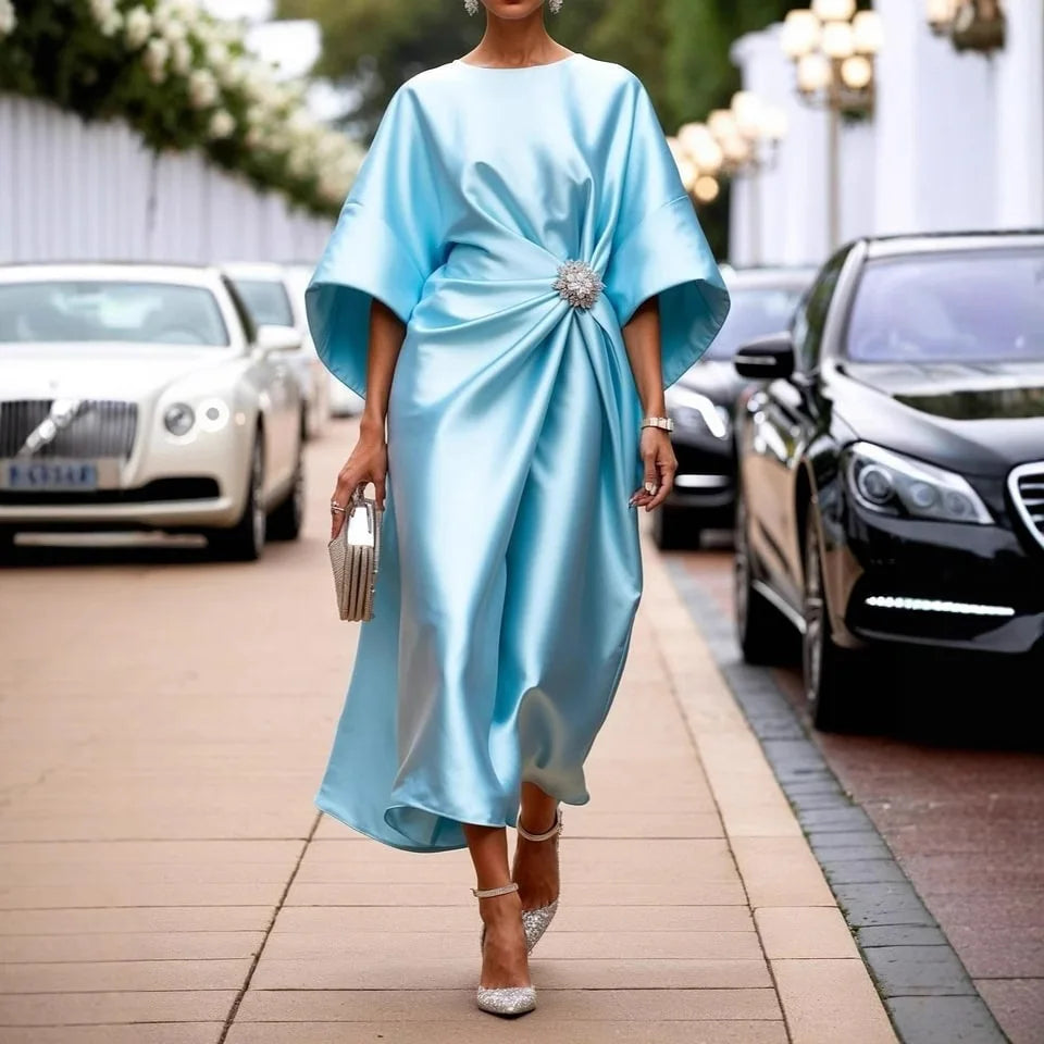 Luxe Shimmer Satin Long Dress