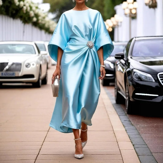 Luxe Shimmer Satin Long Dress