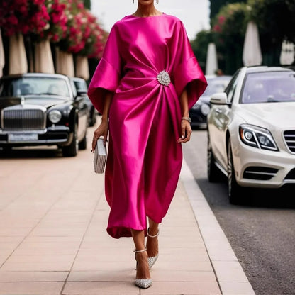 Luxe Shimmer Satin Long Dress